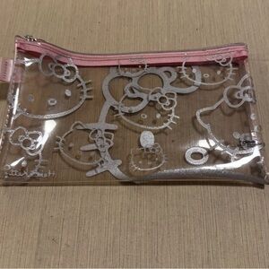 🎀🐱Hello Kitty Clear Pink Zip Cosmetic Pouch